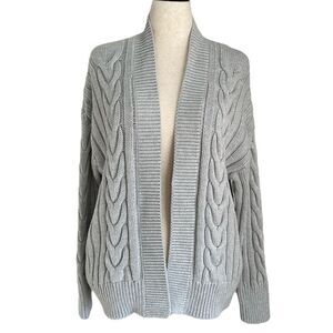 Banana Republic Women’s Cable-Knit Open Front Cotton/Wool Cardigan Grey Size M